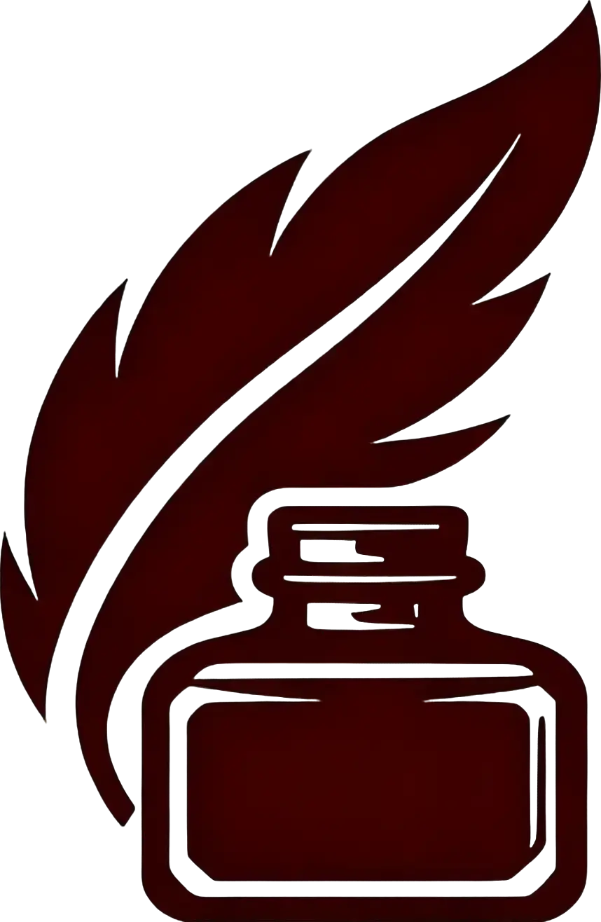 Vintage ink bottle and quill